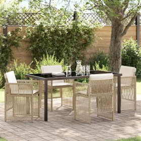 Conjunto de Comedor de Jardín 5 pcs Beige Poliratán