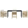 Conjunto de Comedor de Jardín 5 pcs Beige Poliratán
