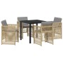 Conjunto de Comedor de Jardín 5 pcs Beige Poliratán
