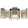 Conjunto de Comedor de Jardín 5 pcs Beige Poliratán