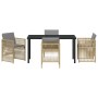 Conjunto de Comedor de Jardín 5 pcs Beige Poliratán