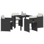 Conjunto de Comedor de Jardín 5 pcs Negro ratán sintético