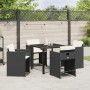 Conjunto de Comedor de Jardín 5 pcs Negro ratán sintético