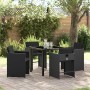 Conjunto de Comedor de Jardín 5 pcs Negro ratán sintético