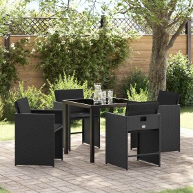 Conjunto de Comedor de Jardín 5 pcs Negro ratán sintético
