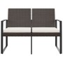 Banco de jardín 2 plazas con cojines PP aspecto de ratán marrón