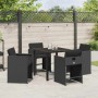 Conjunto de Comedor de Jardín 5 pcs Negro ratán sintético