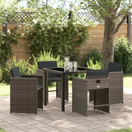 Conjunto de Comedor de Jardín 5 pcs Gris ratán sintético