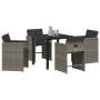 Conjunto de Comedor de Jardín 5 pcs Gris ratán sintético
