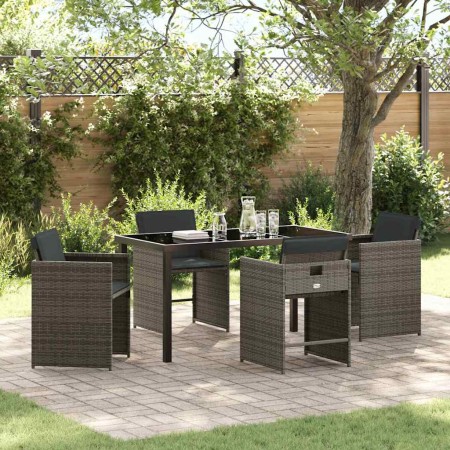 Conjunto de Comedor de Jardín 5 pcs Gris ratán sintético