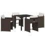 Conjunto de Comedor de Jardín 5 pcs Marrón ratán sintético