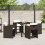 Conjunto de Comedor de Jardín 5 pcs Marrón ratán sintético