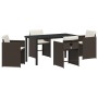 Conjunto de Comedor de Jardín 5 pcs Marrón ratán sintético