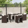 Conjunto de Comedor de Jardín 5 pcs Marrón ratán sintético