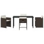 Conjunto de Comedor de Jardín 5 pcs Marrón ratán sintético