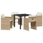Conjunto de Comedor de Jardín 5 pcs Beige ratán sintético