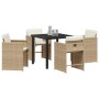 Conjunto de Comedor de Jardín 5 pcs Beige ratán sintético