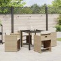 Conjunto de Comedor de Jardín 5 pcs Beige ratán sintético