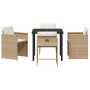 Conjunto de Comedor de Jardín 5 pcs Beige ratán sintético