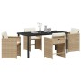 Conjunto de Comedor de Jardín 5 pcs Beige ratán sintético