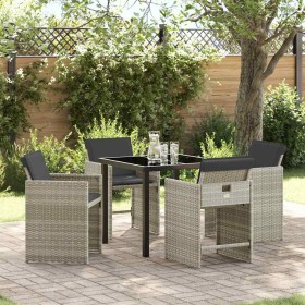Conjunto de Comedor de Jardín 5 pcs Gris Claro ratán sintético