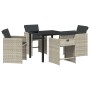 Conjunto de Comedor de Jardín 5 pcs Gris Claro ratán sintético