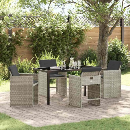 Conjunto de Comedor de Jardín 5 pcs Gris Claro ratán sintético