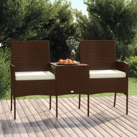 2-seater garden sofa with brown synthetic rattan side table by vidaXL, Outdoor sofas - Ref: Foro24-317622, Price: 155,19 €, D...