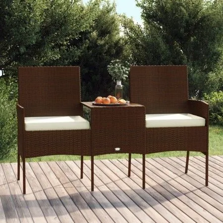 2-seater garden sofa with brown synthetic rattan side table by vidaXL, Outdoor sofas - Ref: Foro24-317622, Price: 155,19 €, D...