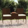 Sofá de jardín de 2 plazas con mesita ratán sintético marrón de vidaXL, Sofás de exterior - Ref: Foro24-317622, Precio: 154,8...