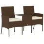 2-seater garden sofa with brown synthetic rattan side table by vidaXL, Outdoor sofas - Ref: Foro24-317622, Price: 155,19 €, D...