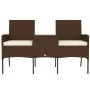 2-seater garden sofa with brown synthetic rattan side table by vidaXL, Outdoor sofas - Ref: Foro24-317622, Price: 155,19 €, D...