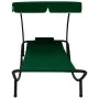 Garden lounger with awning and green cushion by vidaXL, Loungers - Ref: Foro24-313534, Price: 98,57 €, Discount: %