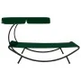 Garden lounger with awning and green cushion by vidaXL, Loungers - Ref: Foro24-313534, Price: 98,57 €, Discount: %