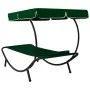 Garden lounger with awning and green cushion by vidaXL, Loungers - Ref: Foro24-313534, Price: 98,57 €, Discount: %