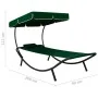 Garden lounger with awning and green cushion by vidaXL, Loungers - Ref: Foro24-313534, Price: 98,57 €, Discount: %