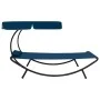 Garden lounger with canopy and blue cushion by vidaXL, Loungers - Ref: Foro24-313535, Price: 87,70 €, Discount: %