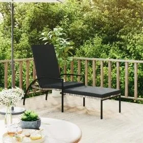 Gray PE rattan sun lounger with footrest by vidaXL, Loungers - Ref: Foro24-317630, Price: 92,98 €, Discount: %