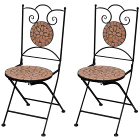 Folding bistro garden chairs, set of 2, terracotta ceramic. by vidaXL, Garden chairs - Ref: Foro24-41529, Price: 149,70 €, Di...