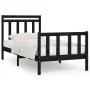 Solid black pine wood bed frame 100x200 cm by vidaXL, Beds and slatted bases - Ref: Foro24-3107022, Price: 131,85 €, Discount: %