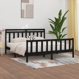 Solid black pine wood bed frame 200x200 cm by vidaXL, Beds and slatted bases - Ref: Foro24-3107052, Price: 204,25 €, Discount: %