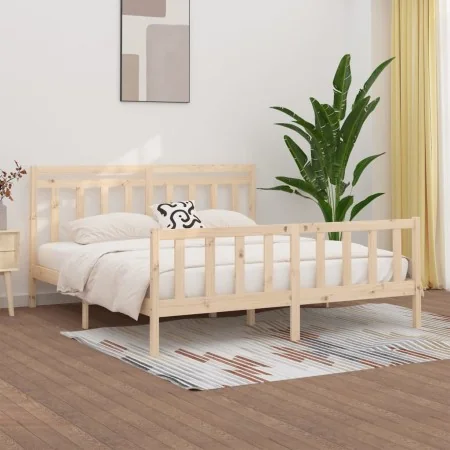 Solid pine wood bed frame 200x200 cm by vidaXL, Beds and slatted bases - Ref: Foro24-3107048, Price: 142,65 €, Discount: %