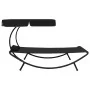 Garden lounger with awning and black cushion by vidaXL, Loungers - Ref: Foro24-313533, Price: 91,52 €, Discount: %