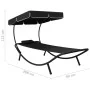 Garden lounger with awning and black cushion by vidaXL, Loungers - Ref: Foro24-313533, Price: 91,52 €, Discount: %