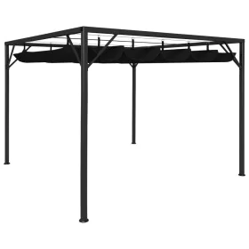 Garden gazebo with anthracite gray retractable roof 3x3 m by vidaXL, Tents and gazebos - Ref: Foro24-47954, Price: 264,30 €, ...