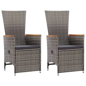 Reclining garden chairs and cushions 2 pcs gray synthetic rattan by vidaXL, Garden chairs - Ref: Foro24-46045, Price: 217,36 ...