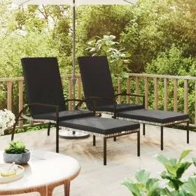 Liege mit Fußstütze 2 Einheiten graues synthetisches Rattan von vidaXL, Liegen - Ref: Foro24-317633, Preis: 206,34 €, Rabatt: %