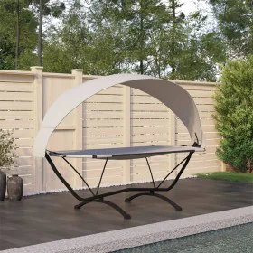 Garden lounge chair with steel canopy and cream Oxford fabric by vidaXL, Outdoor beds - Ref: Foro24-317601, Price: 136,72 €, ...