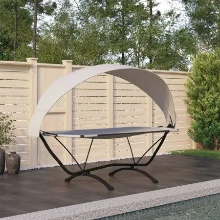 Garden lounge chair with steel canopy and cream Oxford fabric by vidaXL, Outdoor beds - Ref: Foro24-317601, Price: 136,72 €, ...