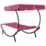 Garden lounger with awning and pink cushion by vidaXL, Loungers - Ref: Foro24-313536, Price: 98,57 €, Discount: %